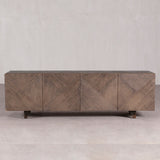 Cabinet - Low Cabinet Blackwash 4 Doors Geometric Design