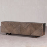 Cabinet - Low Cabinet Blackwash 4 Doors Geometric Design