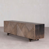 Cabinet - Low Cabinet Blackwash 4 Doors Geometric Design