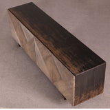 Cabinet - Low Cabinet Blackwash 4 Doors Geometric Design