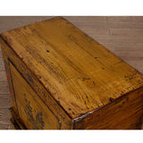 Bedside Cabinet - Gold Lacquer - Black and Red Flowers - 1 Door