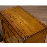 Bedside Cabinet - Gold Lacquer - Black and Red Flowers - 1 Door