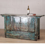 Cabinet - c1920s 4 Doors - Aqua Blue Crackle Lacquer