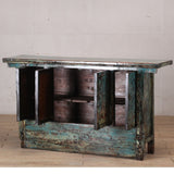 Cabinet - c1920s 4 Doors - Aqua Blue Crackle Lacquer