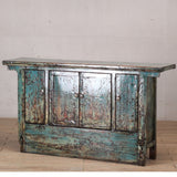 Cabinet - c1920s 4 Doors - Aqua Blue Crackle Lacquer