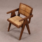 Dining Chair - Wooden Frame with Arms and Leather Cushions