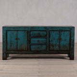 Cabinet - c1920s 4 Doors and 3 Drawers Teal Lacquer