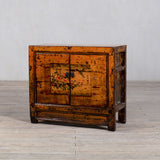 Cabinet - c1920s 2 Doors - Burnt Orange with Original Painting