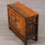 Cabinet - c1920s 2 Doors - Burnt Orange with Original Painting