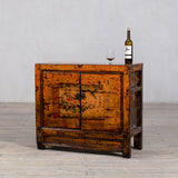 Cabinet - c1920s 2 Doors - Burnt Orange with Original Painting