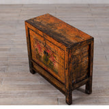 Cabinet - c1920s 2 Doors - Burnt Orange with Original Painted Detail