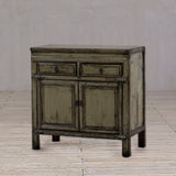 Cabinet - c1920s 2 Doors - 2 Drawers - Pale Olive Green Lacquer