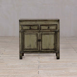 Cabinet - c1920s 2 Doors - 2 Drawers - Pale Olive Green Lacquer