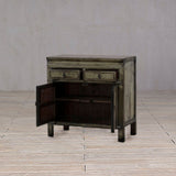 Cabinet - c1920s 2 Doors - 2 Drawers - Pale Olive Green Lacquer