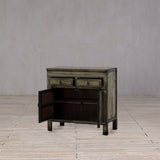 Cabinet - c1920s 2 Doors - 2 Drawers - Pale Olive Green Lacquer