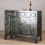 Cabinet - c1920s 2 Doors  3 Drawers - Dark Green Lacquer