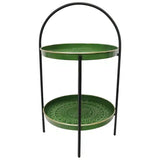 Two-tiered stand with Green Trays