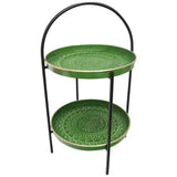 Two-tiered stand with Green Trays