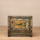 Cabinet 1 Door c 1920 Green Crackle with Green / Yellow Painting