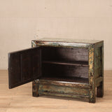 Cabinet 1 Door c 1920 Green Crackle with Green / Yellow Painting