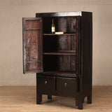 Cabinet - Tall 2 Door  2 Drawers Black Lacquer