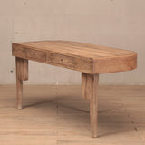 Desk - 2 Drawers Curved Leather Edge