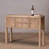 Console - 2 Drawers 2 Doors - Carved Detail - Dry Grind