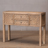Console - 2 Drawers 2 Doors - Carved Detail - Dry Grind