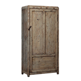Tall Cabinet - 1 Door - c1920s  Distressed Finish Cream