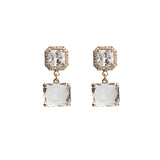 Earrings - Squared Diamante Drop Earrings