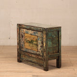 Cabinet 1 Door c 1920 Green Crackle with Green / Yellow Painting