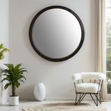 Mirror - Round Mirror Black Oak and Gold Large