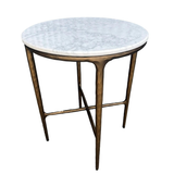 Side Table - Round Marble Top and Iron Legs