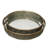 Tray - Round Punched Metal Tray with Mirror