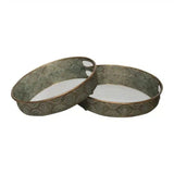 Tray - Round Punched Metal Tray with Mirror