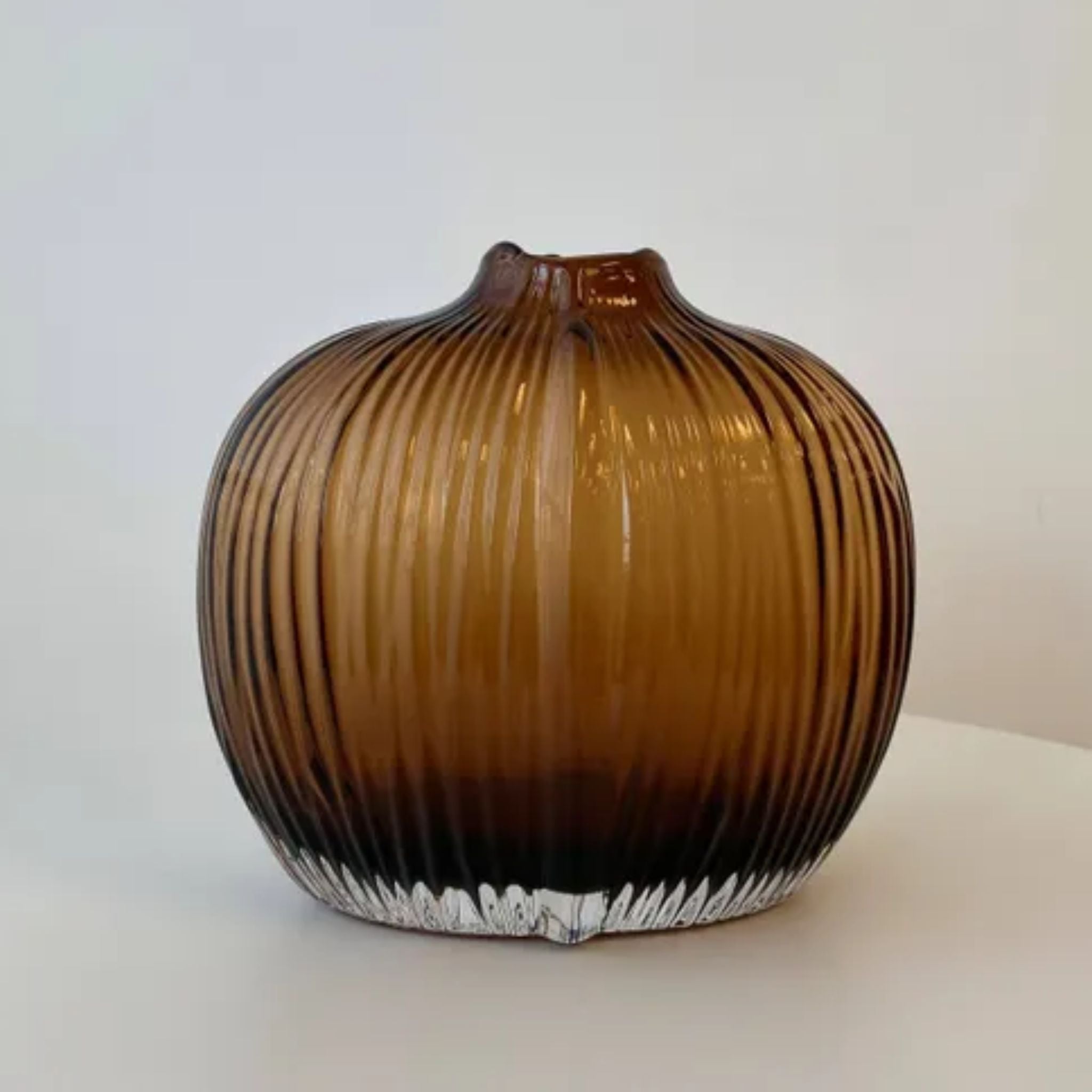 Vase - Ripple Amber Glass