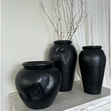 Pot - Organic Teak Pot - Black - 27cm