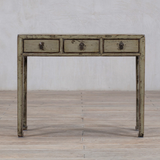 Console - c1920 Olive Green Lacquer 3 Drawers