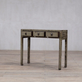 Console - c1920 Olive Green Lacquer 3 Drawers