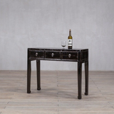 Console - c1920 Black Lacquer 3 Drawers