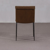Dining Chair - Brown Full Grain Leather Upholstery and Black Iron Legs