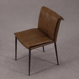 Dining Chair - Brown Full Grain Leather Upholstery and Black Iron Legs