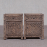 Cabinet - Bedside Cabinet Carved Detail Reclaimed Pine