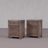 Cabinet - Bedside Cabinet Carved Detail Reclaimed Pine