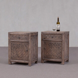 Cabinet - Bedside Cabinet Carved Detail Reclaimed Pine