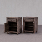 Cabinet - Bedside Cabinet Carved Detail Reclaimed Pine