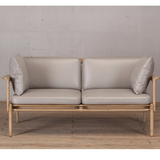Sofa - 2 seat Putty Leather upholstery with Pine Frame