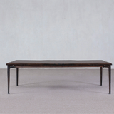 Coffee Table - Dark Stained Wood with Iron Legs