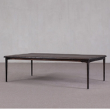 Coffee Table - Dark Stained Wood with Iron Legs