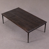 Coffee Table - Dark Stained Wood with Iron Legs
